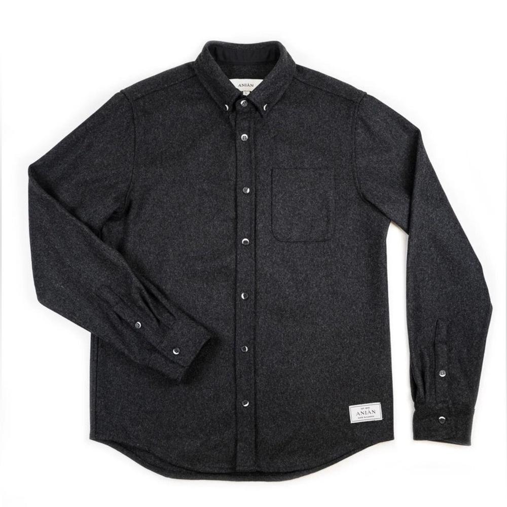 ANIAN Melton Wool Shirt / Shacket NWOT Charcoal Black Large